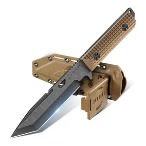 Dragon Creek Outdoor Knife with Kydex Sheath –  G10 Full Tang Handle for Camping, Hiking & Men's Gift (Brown)