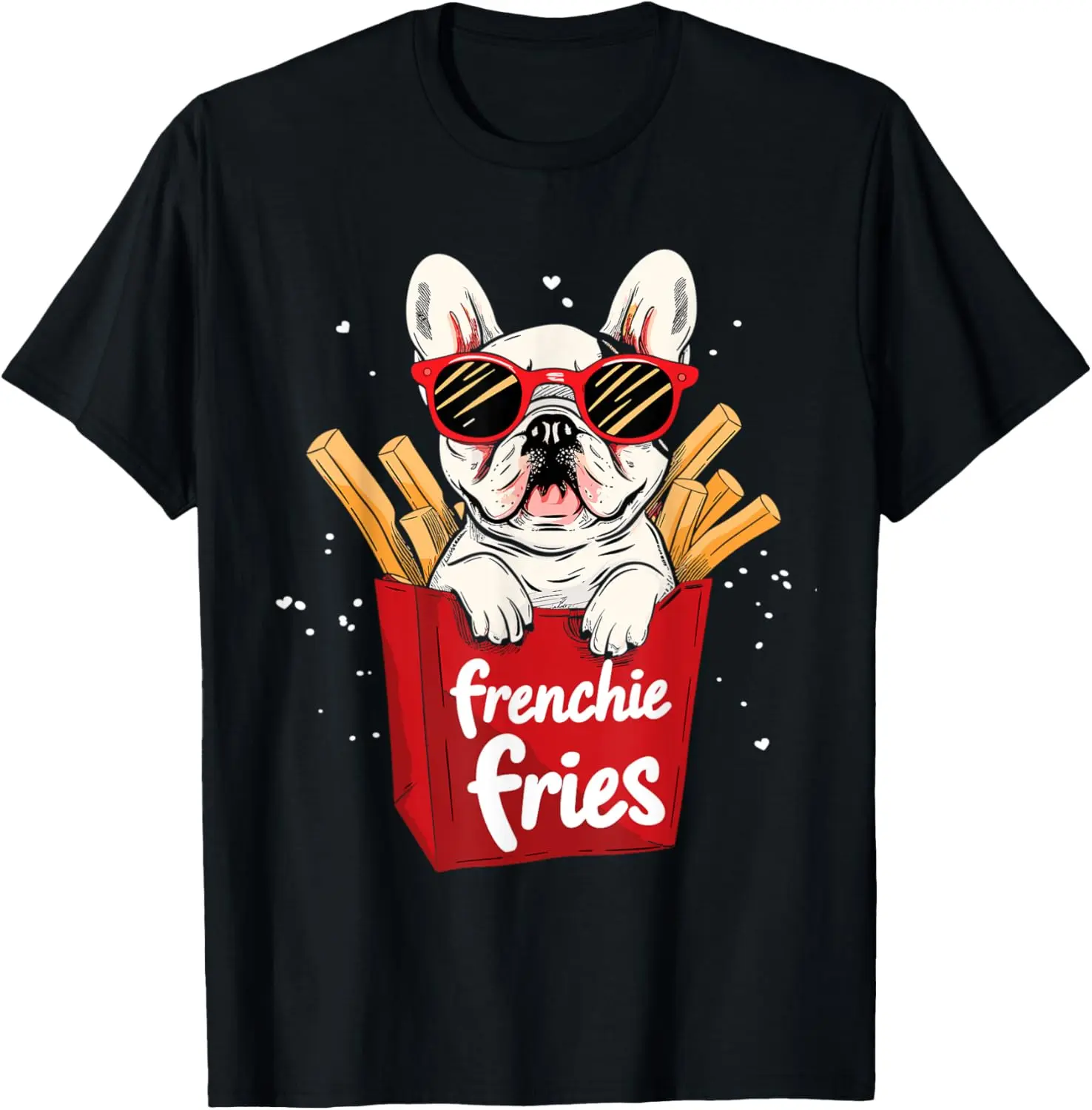 Men's 100% Cotton Vintage Short-Sleeve Round Neck T-Shirt Top, Funny French Bulldog Frenchie Fries Print, Dog Lover Golf Gift for Men, Everyday Wear, Tshirt, Shortsleeve, Casual, Distressed, Menswear, Crew Neck, All Seasons, Funny Print, Athletic, Streetw