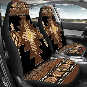 1 Set Southwestern Geometric Pattern Car Seat Protector Universal All - Year, 2pcs/5pcs High - Back Southwestern Geometric Pattern Car Seat Covers, Universal Fit Car Seat Protector, Car Decor, Car Accessories Interior, Easy Care Machine Washable Polyester