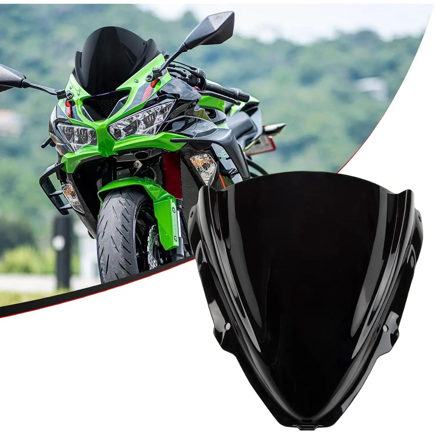 PSLER New Double Bubble Motorcycle Windshield - High-Quality PC Material, Easy Installation, Direct Swap, Enhanced Safety, Wear-Resistant, Smooth Surface Accessory for ZX6R ZX-6R 2024 2025