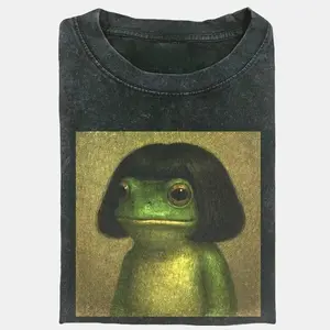Frog with Bob Haircut Meme Tshirt, Funny Quirky Animal Shirt, Hilarious Frog Lover Gift, Unisex Funny Tee