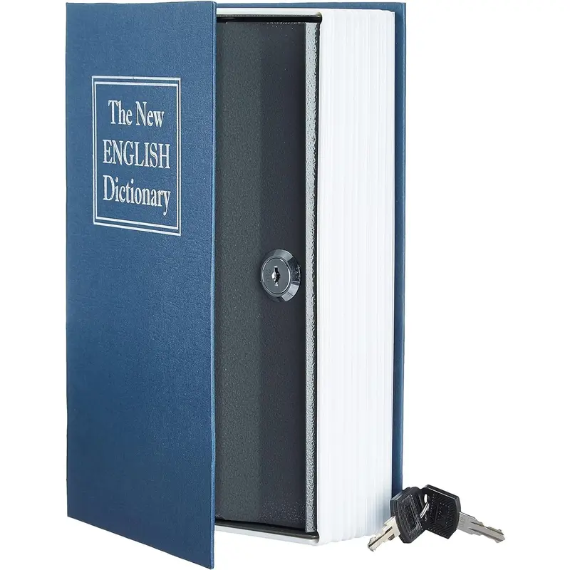 Book Safe, Key Lock, Blue, Large