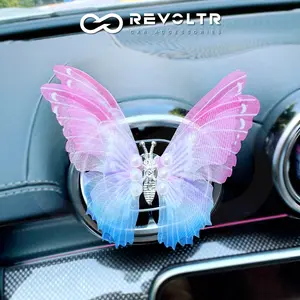 Flying Butterfly Car Air Outlet Decoration 1 Piece Handcrafted Car Air Vent Decor With Vent Clip And Adhesive Mount Cute Spring Summer Girly Car Interior Decoration Surprise Party Decoration Supplies Car Accessories Set Winter Holiday Valentine Gift