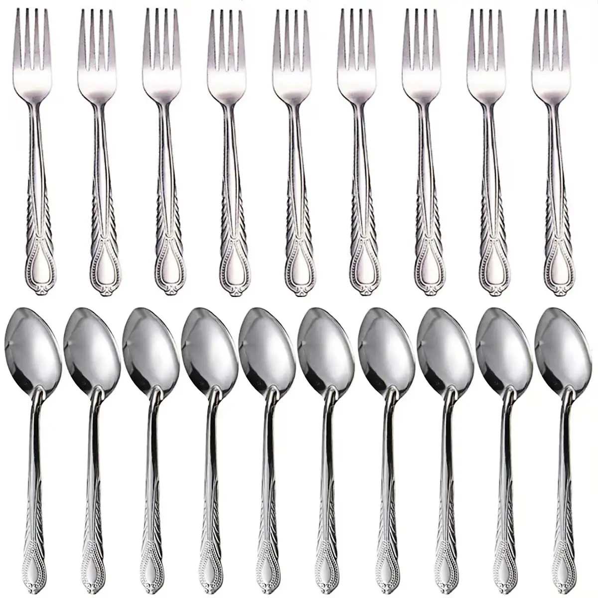 Salad forks, set of 12 dinner forks, set of food-grade silver forks, table forks, cutlery forks, mirror finish and dishwasher safe for use in the home