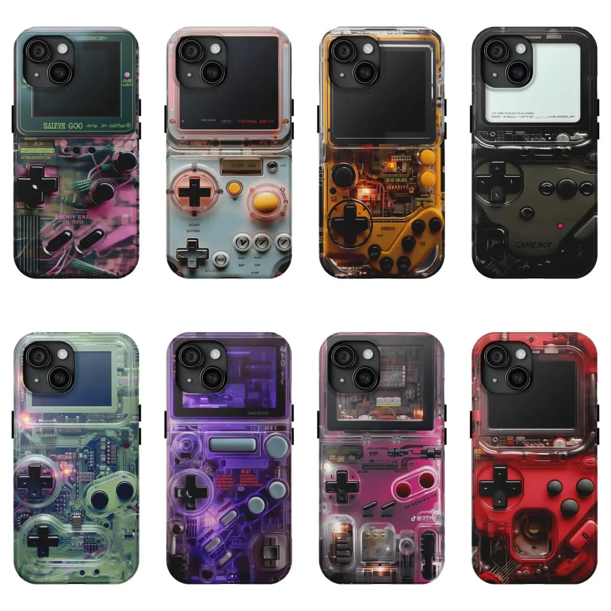 Colorful 2D Vintage Game Console Play Cool Boy Print Patterns Y2K Retro Phone Case for IPhone 17 16 15 14 13 12 11 Pro Max Plus Air Anti Fall Protective Drop-proof Gift Unique Design