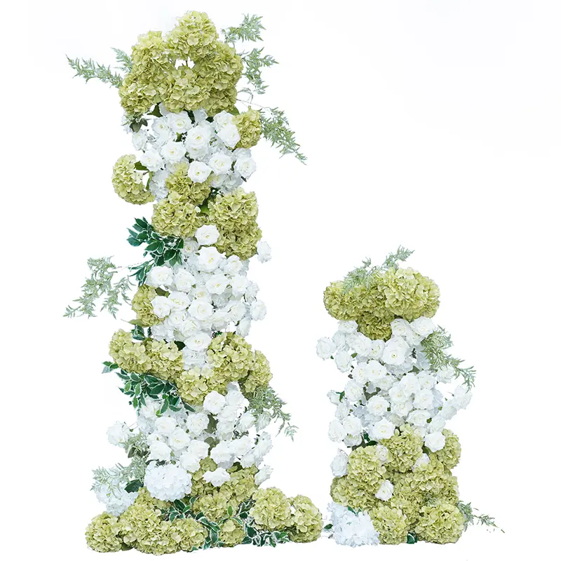 S-A7883 5D Green White Hydrangea Rose Flower Runner Decor Wedding Backdrop KT Board