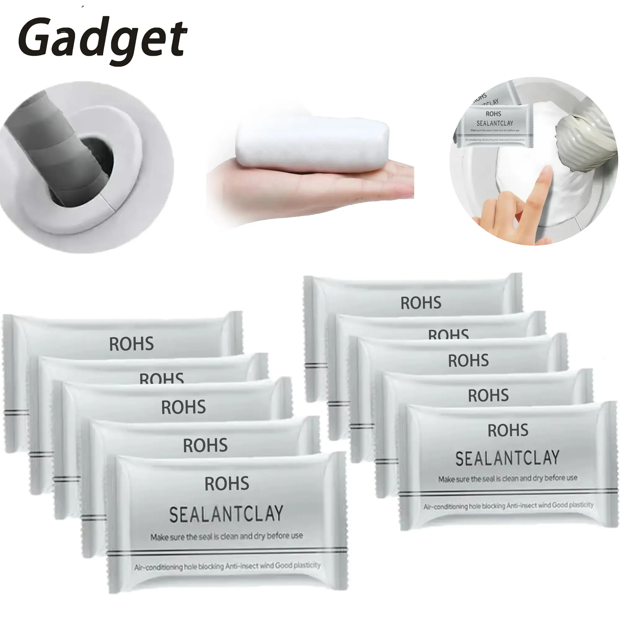 Gadget 10Count Waterproof Sealant Putty,Quick Mending Mud,Repair Wall Holes,for Drain Connection,Wall Hole,Air Conditioning Hole Waterproof Seal Putty