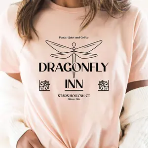 Dragonfly Inn Tshirt / Women's Crew / V-Neck / Youth Girls Tee / Gilmore Girls / Stars Hollow CT / Lorelei / Rory Top Womenswear Check Medium Underwear Lady Summer Streetwear