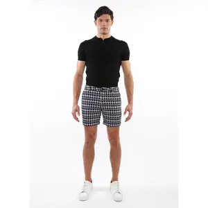 SLATE GREY DIAMONDS 6" INSEAM TEXTURED JACQUARD STRETCH  CHINO SHORTS PM-2537
