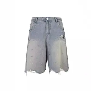Noctra Frayed-edge Loose-fit Casual Versatile Denim Shorts