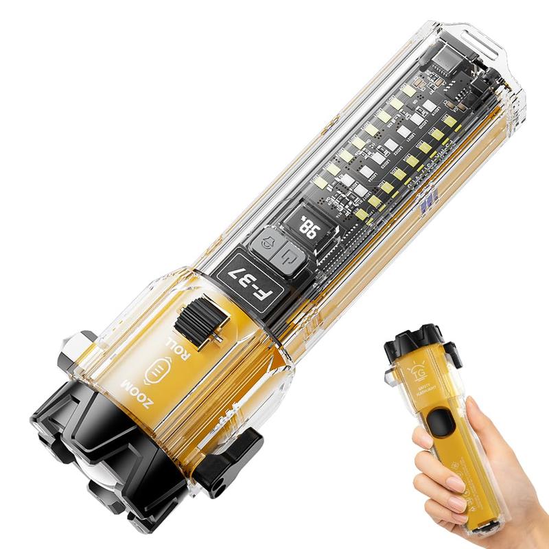 TikTokShopBlackFriday 10-in-1 Multi-Function Rechargeable Flashlight - High Lumen LED Long Throw Beam, Emergency Hammer with Window Breaker for Car, Home, Outdoor Survival and Personal Safety - Portable Emergency Rescue Light