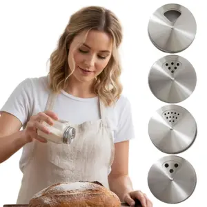4 Packs Stainless Steel Adjustable Spice Lid for Mason Jar, Regular Mouth Seasoning Dispenser Canning Cap with Shaker and Pour Options for Versatile Kitchen Use