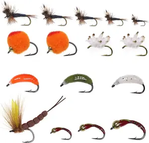 Fly Fishing Flies Kit Premium Hand-Tied Fly Fishing Flies Assortment Dry/Wet Flies Nymphs Scud Streamers Flies with Portable Fly Fishing Box for Trout Bass Fishing Lures