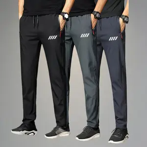 3-piece set of men's sports pants with zipper pockets, stylish printed design, breathable and lightweight fabric suitable for summer sports and casual wear, perfect gift choice, modern style sports pants, practical pocket design