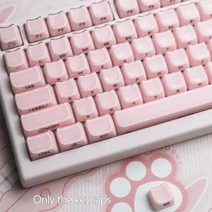 Crystal Cat 119-Key Cute Style Dual-Color Keycap Set, Moa Profile, Compatible with 61/87/96/98/104/108-Key Mechanical Keyboards