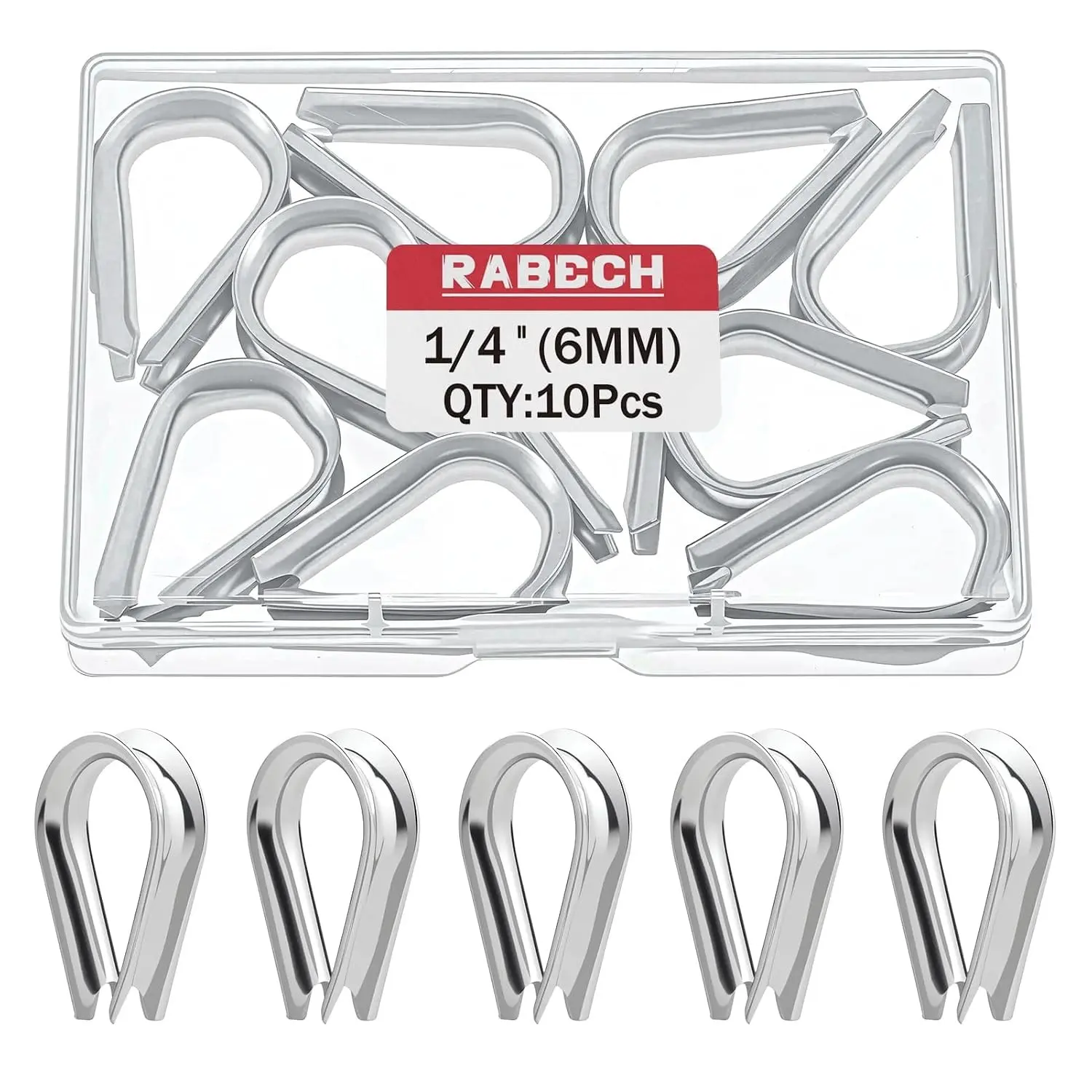 M6 1/4 Inch Wire Rope Thimble 1/4" Stainless Steel Thimbles for Wire Rope Cable Thimble Rigging (Pack of 10Pcs)