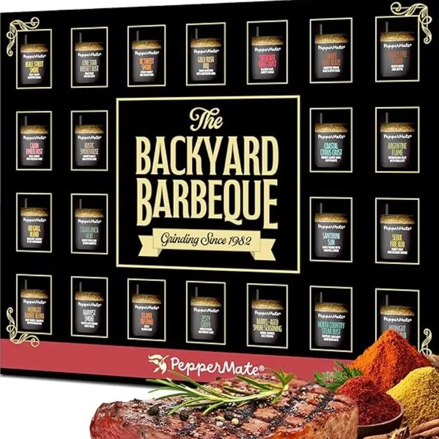 The Backyard Barbeque Spice - 22 Spice Grilling & Cooking Seasoning Collection, Global BBQ Rubs & Blends, 1 oz Jars Gift Box