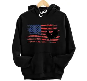 GameFowl Vintage Distressed US Flag Rooster Gallegos Fighter Pullover Hoodie