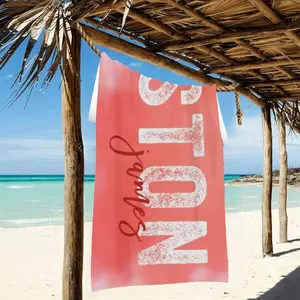 Personalized Signature Style Beach Towel Custom Towel with Name for Beach Pool Summer Fun Kid Adult Couples Gifts (Red)