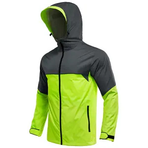 RODEEL 710 Waterproof Jacket with Storage Pouch Men High Visibility Lightweight Breathable Hooded Rainwear Durable Rain Coat Weatherproof Windbreaker For Outdoor Hiking Camping Fishing Boating Construction Roofing Landscaping, Holiday Gift