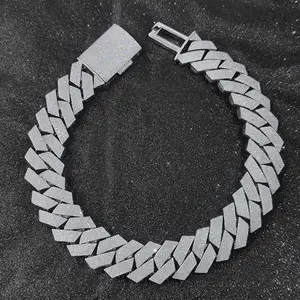 Big Size 30mm Hip Hop Jewelry Iced Out Miami Prong Cuban Chain Rapper Inlay 7 Rows CZ Cuban Link Chain Necklace For Men