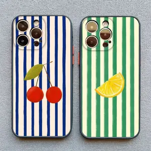 Fresh Summer Fruit Lemon Cherry Phone Case For iPhone 17 13 12 11 Pro Max Cases 16 15 14 Pro Max Plus XR XS X Back Cover
