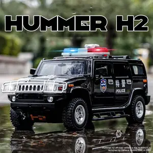 Hummer H2 Police Version Alloy Model Car, Detailed Diecast Collectible Toy Vehicle, Perfect Gift for Car Enthusiasts