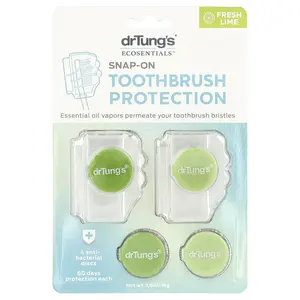 Dr. Tung's Ecosentials™, Snap-On Toothbrush Protection, Fresh Lime, 4 Count