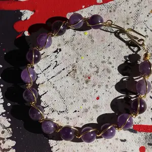 Tundra Empire Amethyst bracelet | 8mm | Tarnish Resistant Gold wire