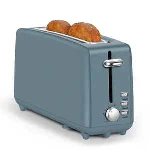 2-Slice Long Slot Toaster, Stainless Steel Compact Toaster, 6 Browning Levels, 10" Extra-Long Slot for Bagels & Artisan Bread, Defrost, Cancel, Removable Crumb Tray, Surf