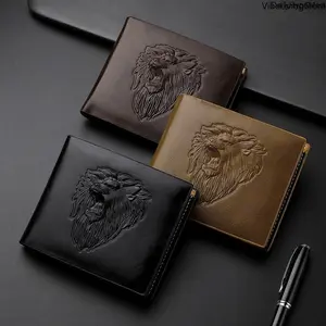 Men's Tri-Fold Wallet, 3D Embossed Card Holder with Zipper Coin Pocket