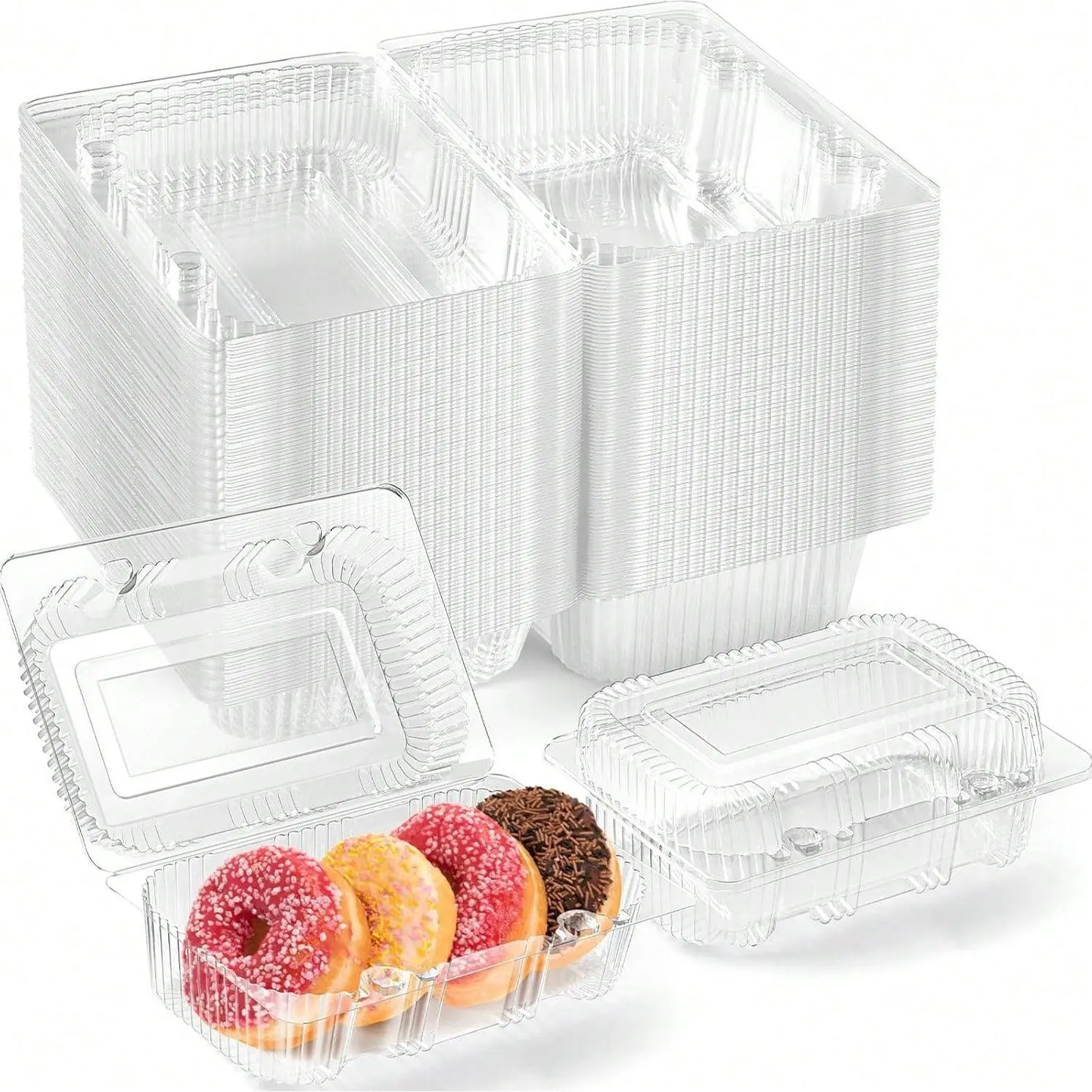 Transparent Disposable Small-Size Dim Sum Box Set (50pcs), Plastic Preserving Container for Small Cakes, Parties, Easy Packing, Kitchenware Gadget