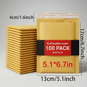 50/100 Pcs 5.1x6.7 Inch Bubble Mailers - Heavy Duty Padded Mailing Envelopes with Self-Sealing Strip, Waterproof Poly Cushion Shipping Bags for Small Business, Jewelry, Cosmetics, Electronics Packaging and Daily Mailing