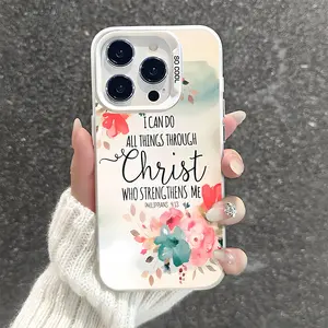 Pink Psalm Bible Quote Pattern Shockproof Phone Case for iPhone 7 8 X Xsmax 11 12 13 14 15 16 Pro Max Plus Protecitved Cover Affordable Trendy Unique