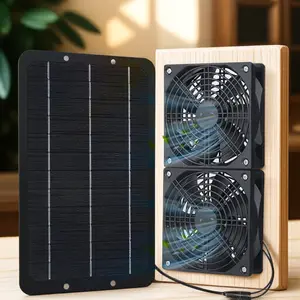 Solar Dual Fan Smart Ventilation System Rainproof Silent No Power Solar Air Circulator Fan Easy Install Cooling Device for Home Outdoor Greenhouse Coop Pet House Air Circulation High Power Energy Saving Fan for Shed RV Warehouse Multi-Scenario Use