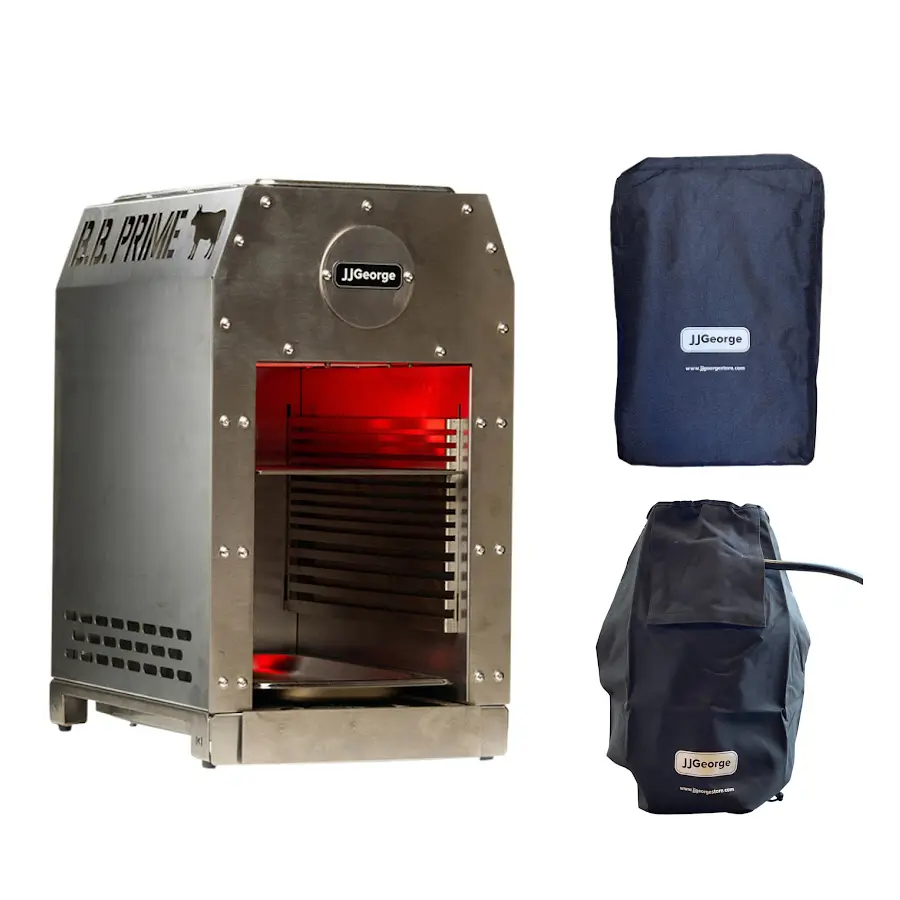 B.B. Prime Salamander Broiler Bundle - The High End Steakhouse in Your Backyard - Salamander Broiler, Steak Cooker, 1500 Degrees, Searing Machine