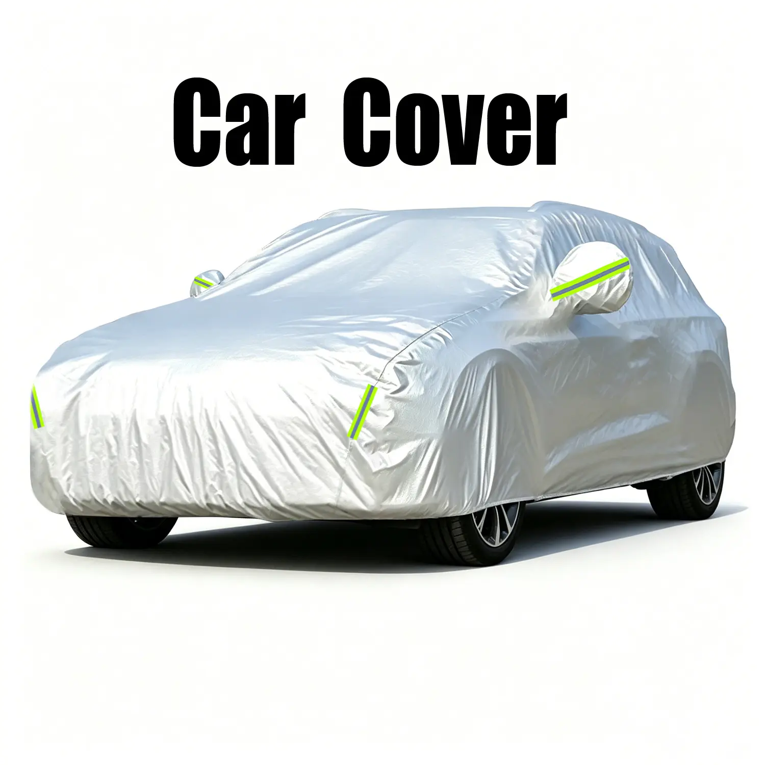Car Cover All Weather Waterproof UV Protection Snowproof Windproof Dustproof Outdoor Indoor Full Car Cover with Reflective Strips for Sedan SUV Universal Fit