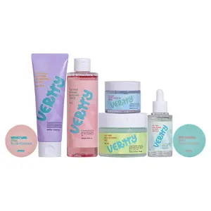 Vertty Complete Skin Balance Collection SET - Vegan Cruelty-Free Toner Moisture Blur Powder Hydrating Gel PHA Exfoliating Pads for Balanced Skin Care with Tea Tree & Vitamin B12
