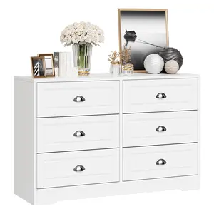 ANNWS Dresser for Bedroom with 6 Drawers, Double Wood Storage Cabinet Organizer with Metal Handle for Living Room