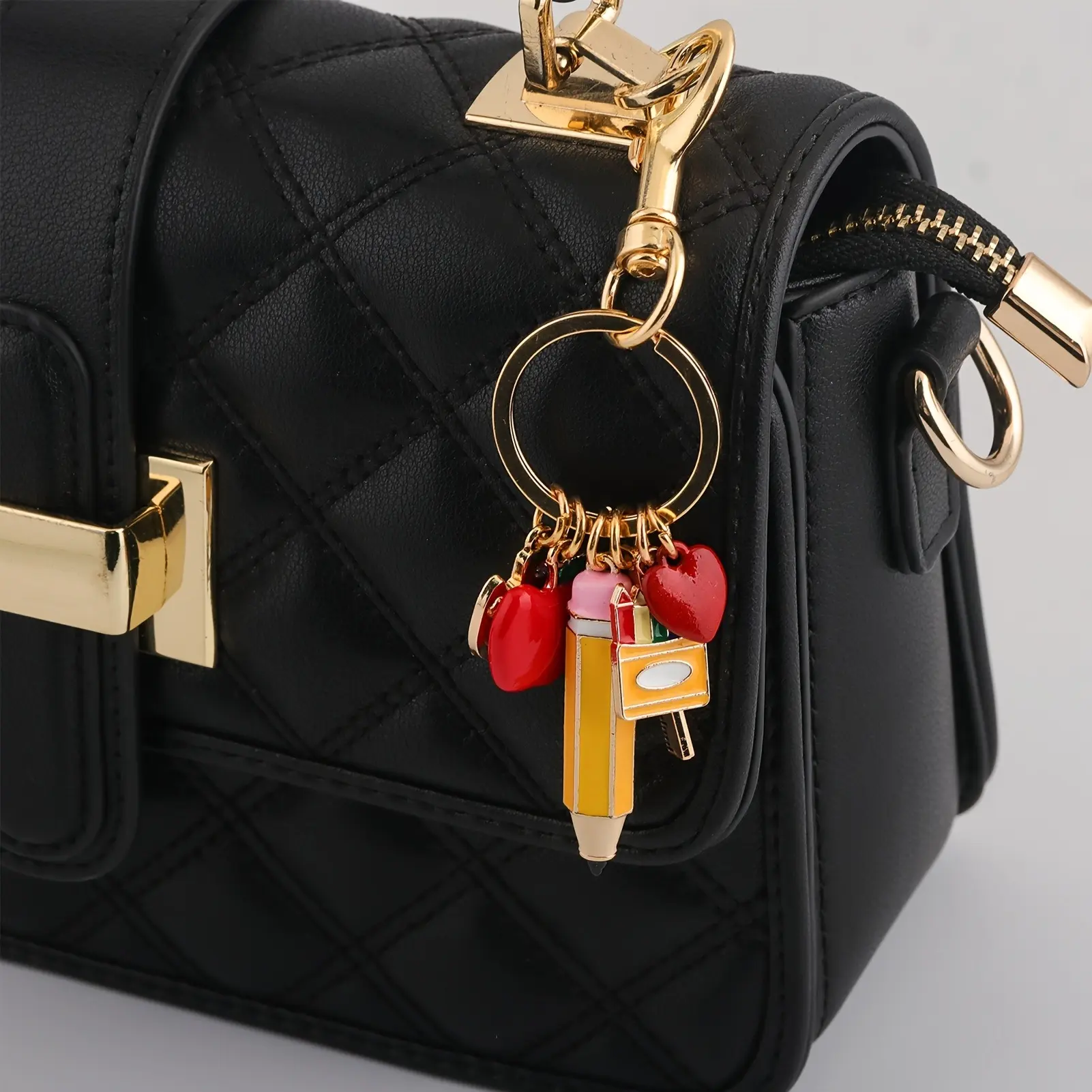 [Back-To-School Gift] Back-To-School Season Gift Keychain, Teacher's Day Creative Pencil Ruler, Premium Bag Charm, Student Back-To-School Gift