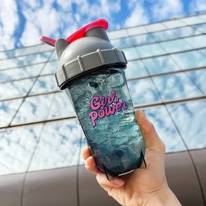 Fitness Shaker Cup Heat-resistant Protein Shaker Cup Stirring Milkshake Cup Moving Water Cup Summer Cup Sports Cup Flip Top