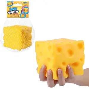 Easy Sqweezy Super Cheesy - Squeeze This Big, Fun, Squishy, Slow Rising, Extra Soft Giant Block of Cheese for Stress Relief - Original Sensory / Fidget Novelty Toy and Gift for Kids and Adults