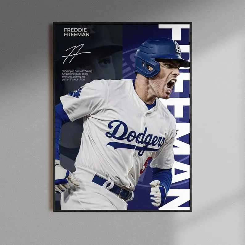Freddie Freeman Poster, MLB Wall Print, Los Angeles Dodgers Wall Print, Baseball Digital Download, MLB Athlete Print, Baseball Room Gift