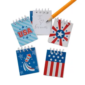 1 1/2" x 2" Bulk 48 Pc. Patriotic Red, White & Blue Mini Spiral Notepads