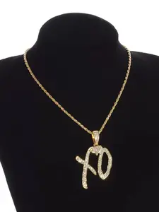 Hip Hop Style Letter Pendant Necklace, Braided Chain, Rap Singer Fashion Accessory, Trendy Jewelry for Men and Women