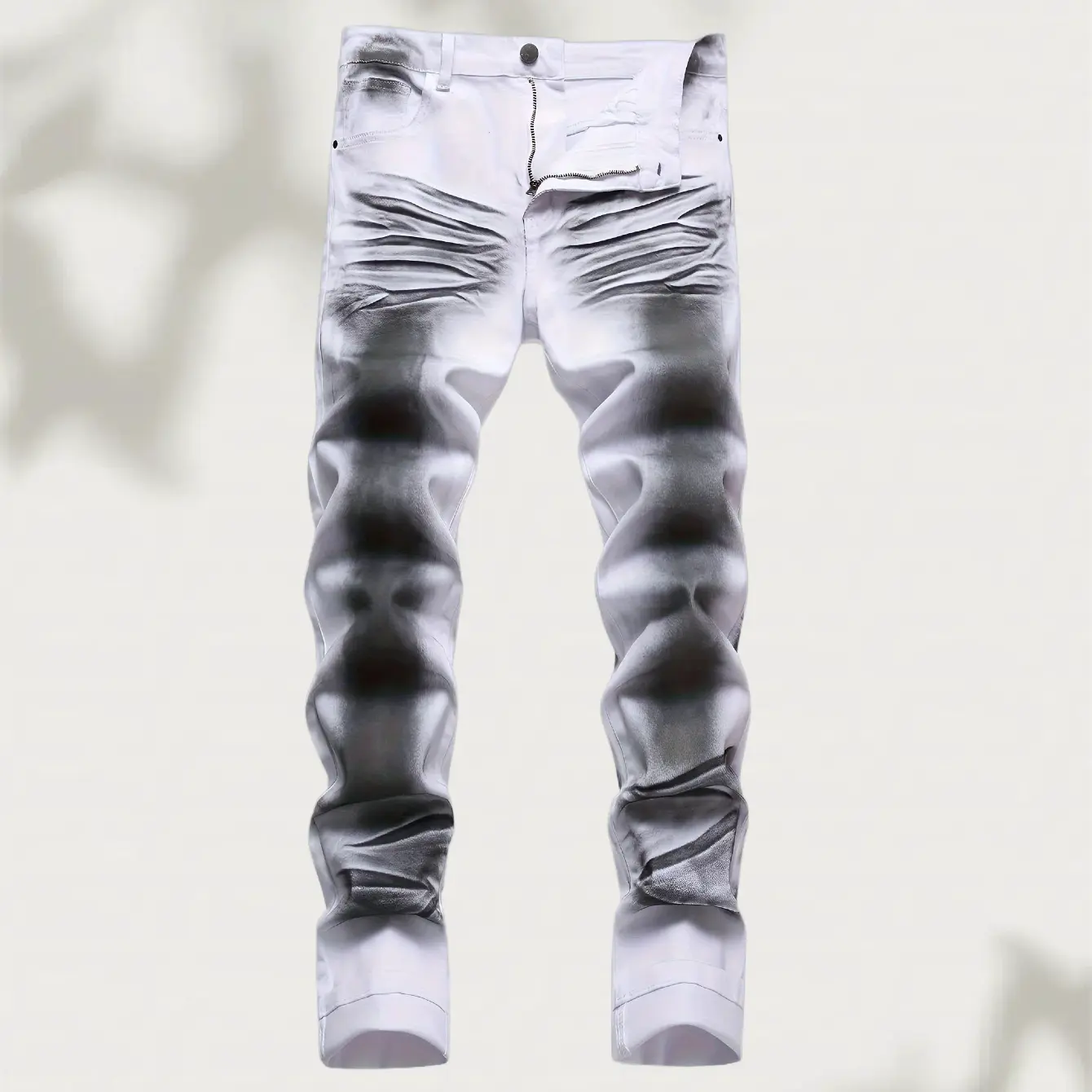 Iron Oak Apparel Men's Slim Fit Denim Jeans - Distressed, Gradient Ombré, Whisker-Printed, Stretch, Retro Vintage, Streetwear, Solid-Color, Cargo, Multi-Pockets, Personalized Casual Trousers