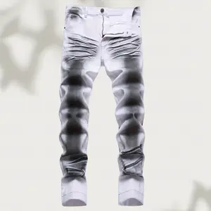 Iron Oak Apparel Men's Slim Fit Denim Jeans - Distressed, Gradient Ombré, Whisker-Printed, Stretch, Retro Vintage, Streetwear, Solid-Color, Cargo, Multi-Pockets, Personalized Casual Trousers
