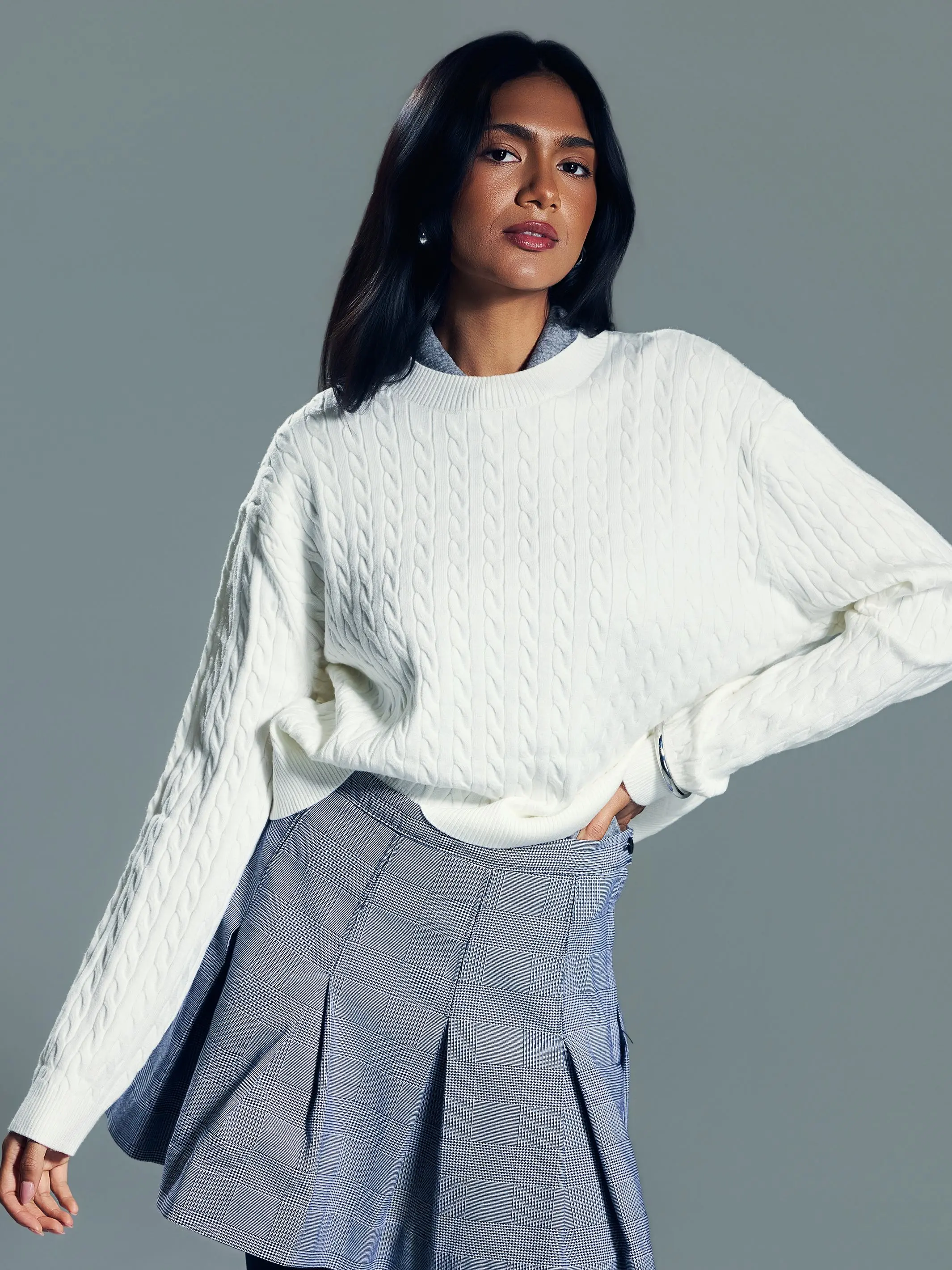 fashion nova melissa cable knit cropped sweater - TikTok Shop