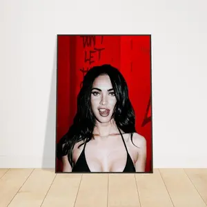 [SALE UP TO 50% + FREE SHIP]  Megan Fox Framed Poster, Hot Actress Wall Art, Vintage Hot Girl Aesthetic Print, Red Room Decor