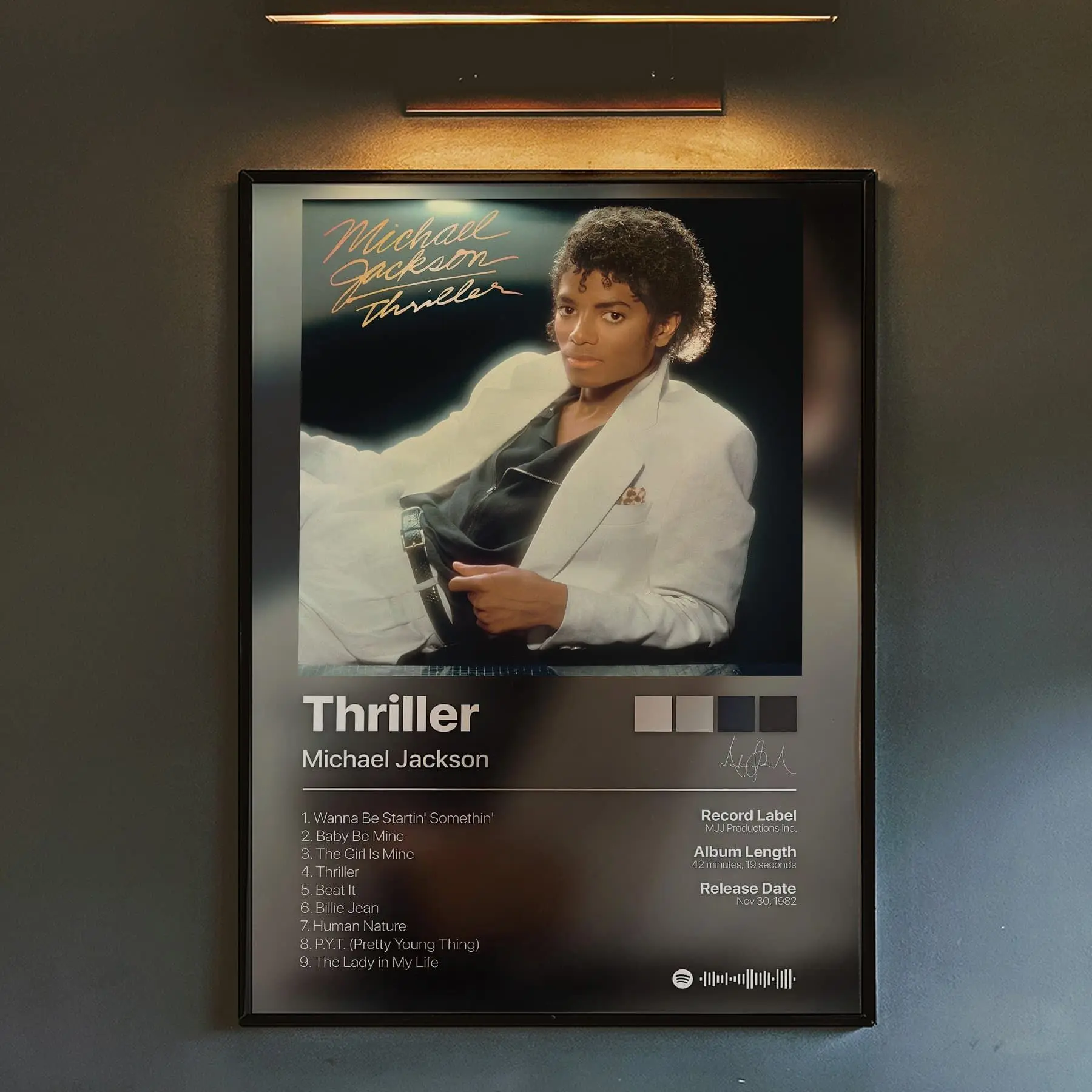Michael Jackson "Thriller" 1982 Album Cover Poster - Iconic Pop Masterpiece Wall Art - Best-Selling Music History Infographic Print - Unique Nostalgic Gift for Michael Jackson Fans - Cinematic Horror-Pop Era Aesthetic Decor